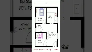 #EN 342 SQFT#18*19 EAST FACE PLOT EAST FACE 2 BHK HOME PLAN PER VASTU#SMALL HOUSE DESIGN#HOUSE PLAN#