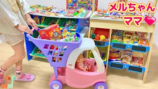 Mell-chan Shopping Cart Toy | Grocery Store Snacks and Candy Shopping