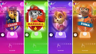 Paw Patrol Team 💪 - Chase 🆚 Marshall 🆚 Skaye 🆚 Zuma. 🎶 Who Is Best Tiles Hop EDM Rush ?? 💯  🏆