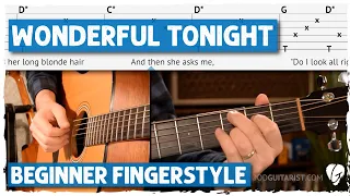 "Wonderful Tonight" Easier Fingerstyle Version - Guitar Lesson & Tutorial