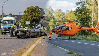 Zwei schwere Motorradunfälle in Köln und Rösrath - Christoph 3 im Einsatz | 31.08.2021