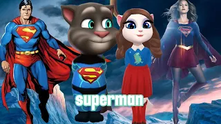 superman and Supergirl. My Talking Angela 2 mega battle cosplay