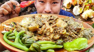 chicken and wild mushroom curry with fresh green vegetables  || Naga mukbang || kents vlog.