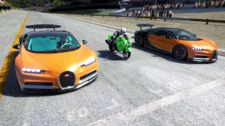 Kawasaki Ninja ZX-14R 2014 vs Bugatti Chiron 2016 at Old SPA