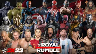 30 Man Superheroes & superstars mixed Royal Rumble Epic Match // WWE 2K23 GAMEPLAY Full HD