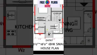 16 x 18 ka ghar ka naksha || 16 x 18 small house plan design || 1BHK House Plan #short #shorts