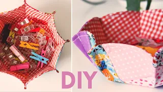 Sewing Projects For Scrap Fabric #22 | DIY Patchwork Fabric Basket From Scraps