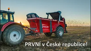 První rozmetadlo hnoje PERARD v České republice na farmě pana Lukáše, chovatele plemene Aubrac