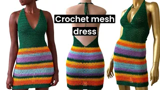Crochet multicolored mesh bodycon open back dress | a Pinterest inspired crochet dress