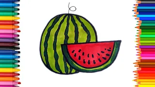 Draw a picture of a watermelon/Tarvuz rasmini chizish/Как рисовать арбуз,