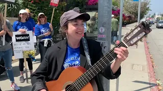 Lisa O’Neill sings an impromptu ballad at the WGA Strike picket line — CBS TV City