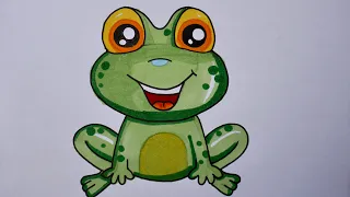 How to draw frog step by step|Easy drawing coloring art