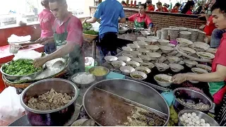 Thailand Street Food. Fast Skills. Noodles Boat in Bangkok, near Victory Square