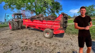 Spreading manure under the plow! 45t/ha, UKRAINIAN on a farm in Switzerland