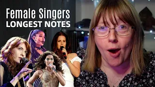 Vocal Coach Reacts to Famous Female Singers LONGEST Notes!