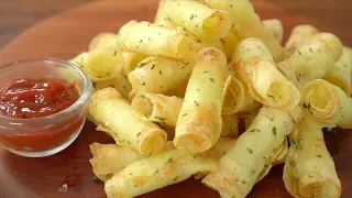 3 Ingredients, Double Crispy Fried Potatoes :: Potato Roll Chips, Potato Snacks