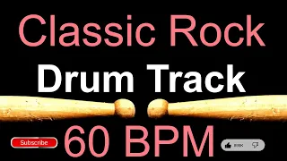 Classic Rock Drum Track 60 BPM, Drum Tracks for Bass Guitar Backing Tracks Instrumental Beat 🥁142