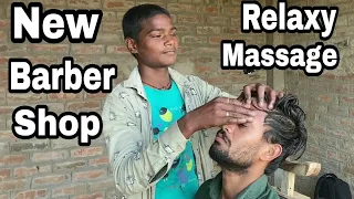 Young barber, Head massage Neckmassage and tapping sound by Indian village barber//asmr