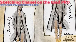 iPad Fashion Sketching Tutorial- Chanel Resort- plaid, fringe and tweed-