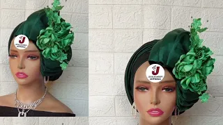 Gathered/Pleated Turban with Organza Design