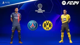 (PS5) EA FC 24 | PSG VS BORUSSIA DORTMUND | UEFA CHAMPIONS LEAGUE | SEMI FINAL LEG-1 |4K 60 HDR