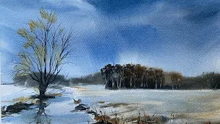 How To Paint Loose WATERCOLOR SKY & TREES Beginners Watercolour Landscape PAINTING Tutorial DEMO