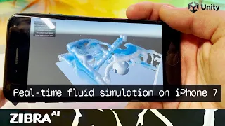 Real-time fluid simulation beta launch on iPhone 7. Made with Unity3D. Zibra Liquids