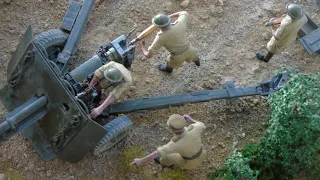 British 17 pounder anti tank gun and crew