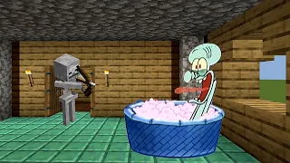 Squidward takes a bath in Minecraft