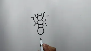 How to draw an ant easily. | easy ant drawing for kids step by step.