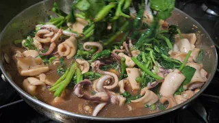 COOKING WITH LOVE ❤️ MANNY & JANE'S STIR-FRIED BABY SQUIDS🐙WITH ORGANIC WATERCRESS 😋