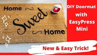 How to Make a Doormat with Stencil Vinyl & Easy Press Mini I DIY Custom Doormat with Cricut