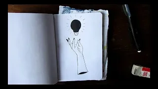 Drawing Time Lapse : Hand And A Light Bulb