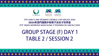 LIVE! | T2 | Group Stage Day 1 | ITTF Men's and Women's World Cup Macao 2024 | Session 2 (WS)