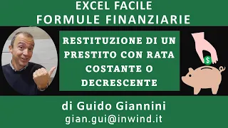 Excel Facile Restituzione Debito rata decrescente o costante, ammortamento francese Funzione RATA