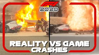 F1 2020 REAL LIFE CRASHES VS GAME