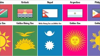 Sun Inside Country Flag of Different Countries