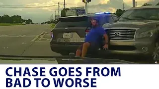 Dashcam shows driver hit pedestrian, ram patrol cars; child pulled from back seat during arrest