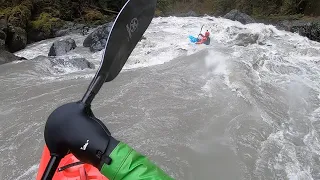 Kayaking down Robe at big boy flows (7.5-7.4)