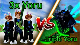 TRIPLE DARK BLADE vs 3 DARK BLADE users in Blox Fruits