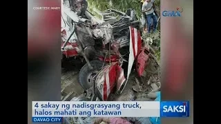 Saksi: 4 sakay ng nadisgrasyang truck, halos mahati ang katawan