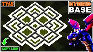 NEW BEST! TH8 Hybrid (Trophy/Farming) Base 2023 COPY LINK | COC Town Hall 8 Symmetrical Base