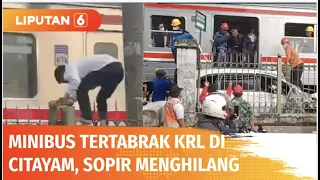 KRL Tabrak Minibus yang Menerobos di Perlintasan Citayam, Sopir Melarikan Diri | Liputan 6