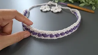 So Cute💯👌  DIY crochet mini headband. Bead stitch