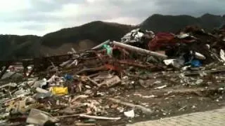 Devastation of tsunami disaster at Otsuchi town, Iwate, Japan..MOV