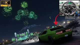 Dodge Challenger SRT Hellcat Forza Horizon 5 ( Steering Wheel + Shifter ) Fanatec DD Pro Gameplay 4K