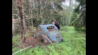 1953 VW Oval Ragtop Rescue in The Deep Woods of Norway