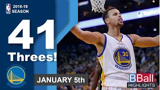 Golden State Warriors & Sacramento Kings NBA RECORD INSANE! 41 Threes!|January 5, 2019