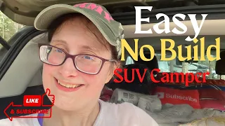 How to turn an SUV into a TINY CAMPER!!  EASY NO BUILD and EASY  TEAR DOWN (not permanent)