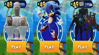 Sonic Prime Dash vs Skibidi Toilet Run - Movie Sonic vs All Bosses Eggman Zazz All Characters Unlock